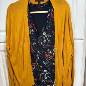 Papermoon Navy Floral Sleeveless Top with matching JCREW Sweater